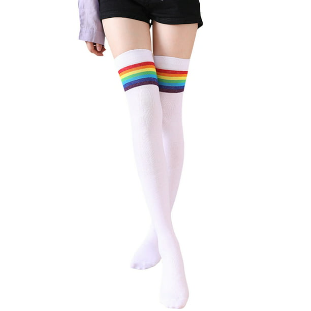 Women Socks Striped Socks Cotton Solid Wild Cute Fashion Lady Long Socks 1 Pair
